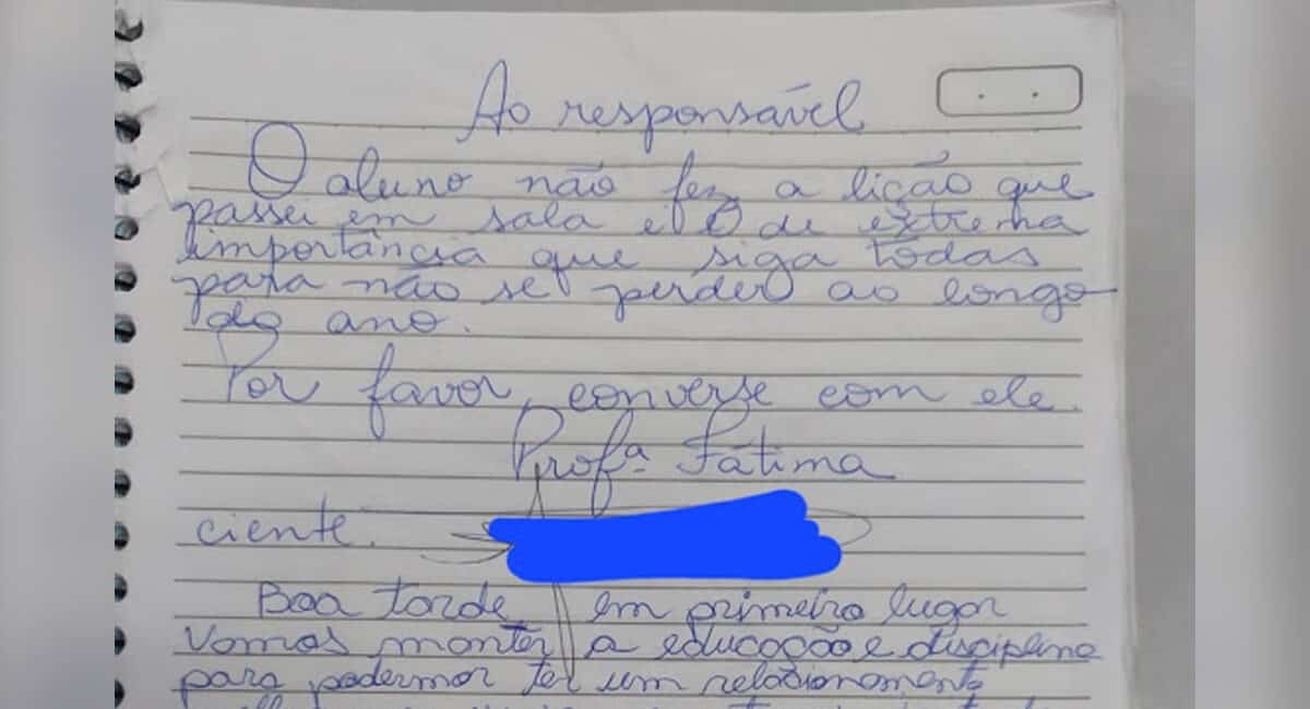 Professora Manda Bilhete A Pais Por Lição Que Aluno Não Fez E é Ameaçada 4496